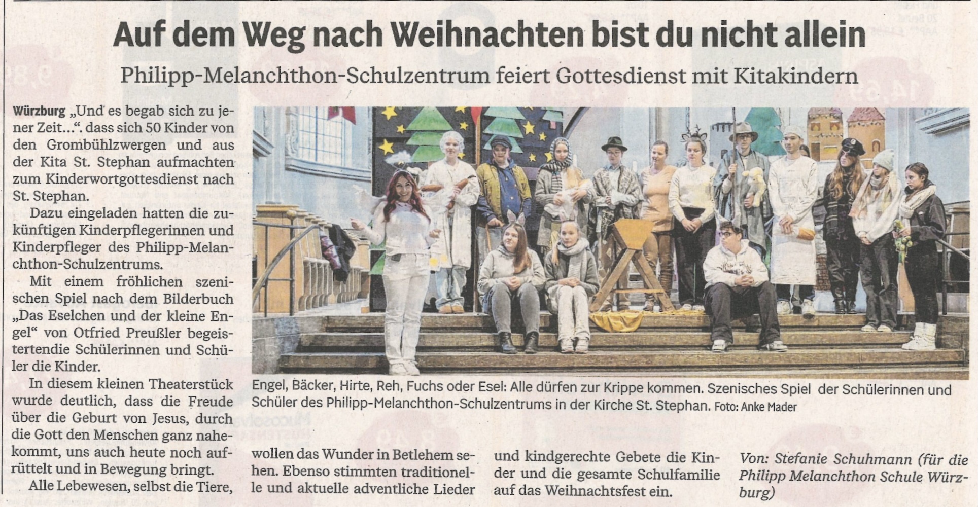 Weihnachtsgottesdienst des Philipp-Melanchthon Schulzentrums